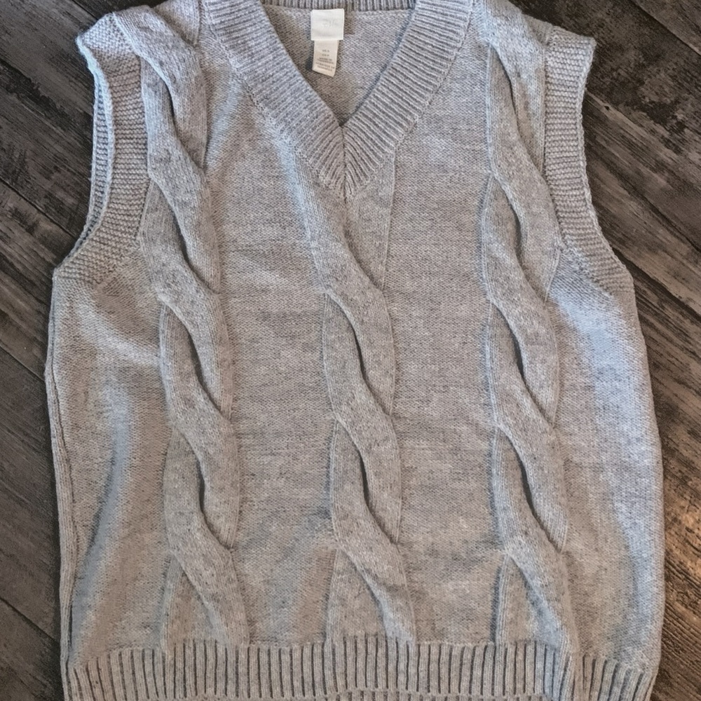Gray cable knit sweater vest
